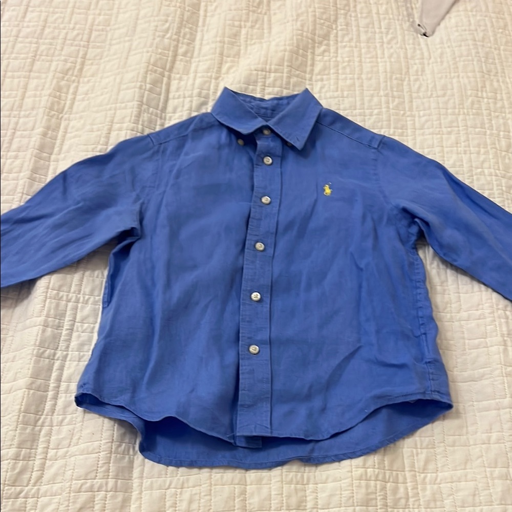 Royal Blue Button Down Shirt with Relaxed Fit by Ralph Lauren